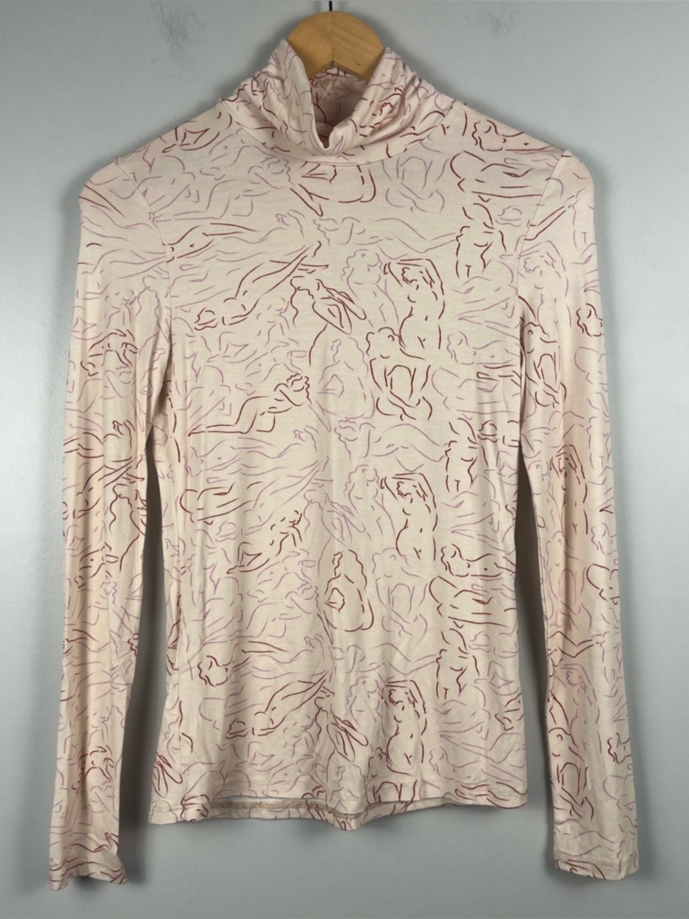 Frnch Paris pale pink body print turtleneck size small